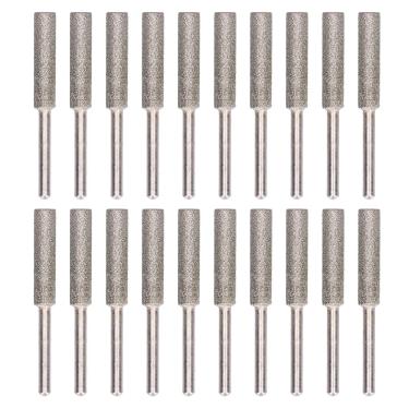 Imagem de 20 peças de rebarba de afiador de motosserra, lima de pedra de esmeril de alta dureza,ferramenta de polimento de cabeça de serra de corrente aplicada para retificação,processamento (5,5 mm)