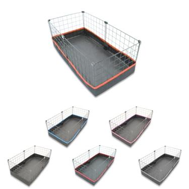 Imagem de Cercado para Porquinho da Índia 40x80x30cm com Bandeja Higiênica Tapete Impermeável Fácil de Limpar Cercadinho Pet (Tela Branca e Tapete Laranja)