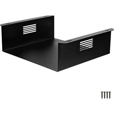Imagem de Ilyapa Under Desk CPU Mount, Steel Under Desk Computer Mount Vented Sides, Under Desk PC Mount, PC Wall Mount, Under Desk Laptop Mount Stand, Under Desk Mount Shelf for Storage Office Desk, 4x12x11