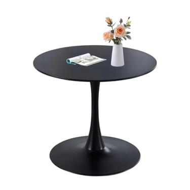 Imagem de Howhio Mesa de jantar redonda preta, mesa de tulipa de 80 cm com base de pedestal, mesa de jantar preta para 1 a 4 pessoas, mesa de lazer de meados do século para cozinha, sala de estar