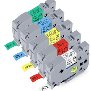 Imagem de Pacote com 5 12 mm 0,47 laminado multi cores de substituição para Brother P Touch Label Tape TZe TZe-231 431 531 TZE631 TZE 731 para PTouch PT-H110 D210 D220 PT-H103W,