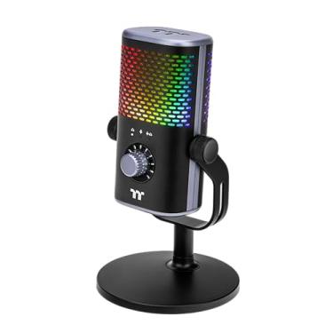Imagem de Thermaltake Microfone condensador GS50 RGB USB Pro-Grade para jogos, streaming e Ppodcast, áudio de 24 bits com amostragem de até 96 kHz, GSG-GSF-MCMTBK-01