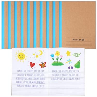 Imagem de Henoyso Caderno de composição primária para crianças, 20 unidades, diário primário K-2, diário de redação de 24 x 19 cm com lombada arco-íris, desenho de 60 páginas e diário branco para material