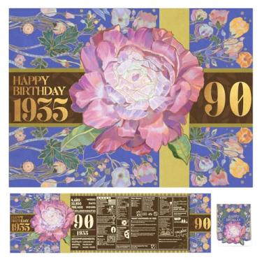 Imagem de Gcardist Cartão comemorativo de 90º aniversário 2025, cartão de presente de aniversário de 90 anos, memória de volta em 1935, rosa (envelope)