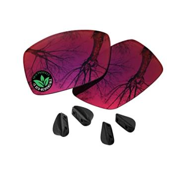 Imagem de Raydi Lentes de reposição de policarbonato e protetores de nariz para óculos de sol retangulares Oakley Straightlink OO9331 - Espelho Midnight Sun - Polarizado