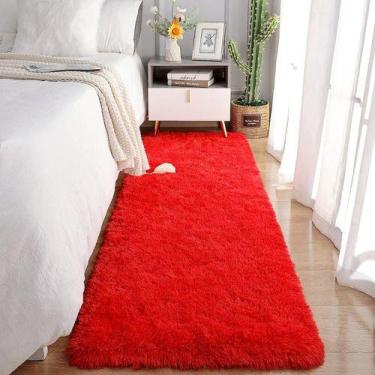 Imagem de Passadeira Quarto Felpudo Peludo Vermelho 60 X 180 Cm - Tapetes Saturs