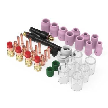 Imagem de YESWELDER 49 peças de tocha de solda TIG lente de gás stubby #10 Pyrex kit copo de vidro para WP-17/18/26