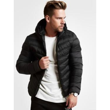 Imagem de Jaqueta Puffer Bobojaco Masculina Slim Fitness Moda Inverno, Preto, EG