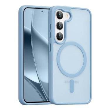 Imagem de RALEAVO Capa magnética forte para Samsung Galaxy S23 [compatível com Magsafe] Capa protetora fina à prova de choque para celular S23 com traseira rígida translúcida, azul