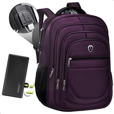 Imagem de Kit Mochila Escolar Faculdade Anti Furto + Carregador Portátil Slim - 