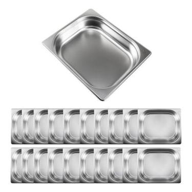 Imagem de Kit 20 Cubas Gastronomica Gn 1/2 65mm Inox Gourmet Mix