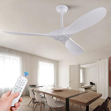Imagem de KBZZ Ventilador De Teto De 52'' Sem Luz, Ventilador De Teto De Abs Com 3 Lâminas E Hastes Para Baixo, Controle Remoto, Motor Dc, Ventiladores De Teto Internos E Externos Para Pátio, Sala De Estar, Q