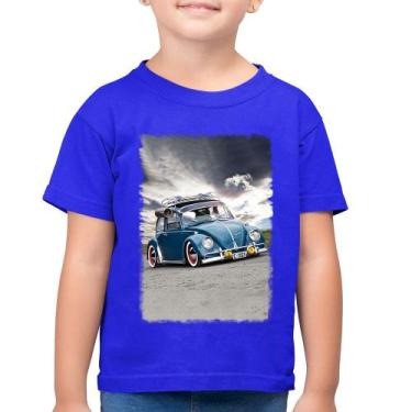 Imagem de Camiseta Algodão Infantil Fusca Retrô - Foca na Moda, Azul royal, 8