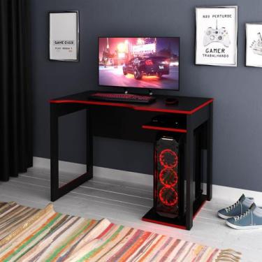 Imagem de Mesa Gamer Escrivaninha para PC 105x74cm ME4161 Preto Vermelho - Tecno