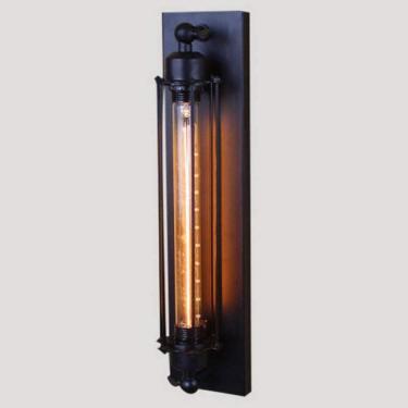 Imagem de Lâmpada de parede vintage, luz industrial de parede E27 Edison, flauta de gaiola de arame de ferro arandela de parede antiga para bar, restaurante, loft, corredor, preto, sem lâmpada