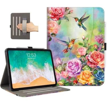 Imagem de Lokigo Capa para iPad Pro de 11 polegadas M4 2024 (5ª geração) com suporte para lápis, [suporta Pencil Pro e Pencil (USB-C)], capa inteligente, despertar/hibernar automaticamente, floral beija-flor