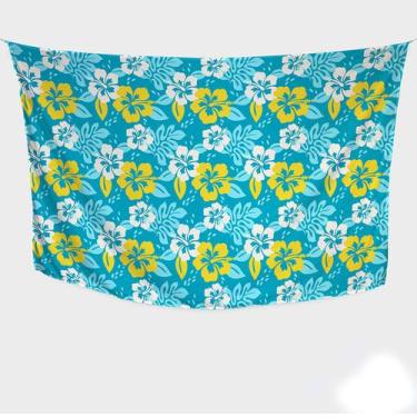 Imagem de Canga/Pareô Sublimado Azul/Amarelo 1,00x1,50m - Fera Print - Sublimate