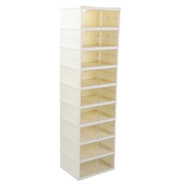 Imagem de Organizador de Calçados, Empilhável à Prova de Poeira 2 Filas Caixa de Armazenamento de Sapatos Dobráveis, Roupas de Armário