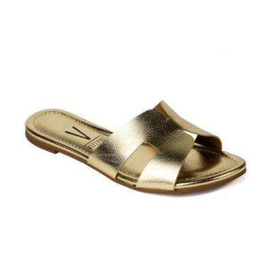 Imagem de Sandália Rasteirinha Vizzano Feminina Brilho Original 6371, Dourado, 3