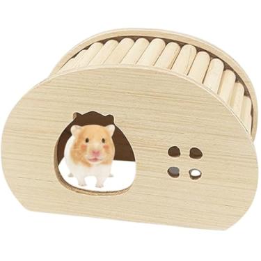 Imagem de Casa esconderijo de madeira para hamster, madeira natural, ratos para animais de estimação, escalada, cabana de brincar, quarto de refúgio para pequenos porcos-espinhos, habitat de chinchila,