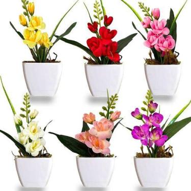 Imagem de Mini Orquidea Artificial Arranjo Decorativo C/ Vaso Premium - TUDODCOR