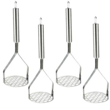 Imagem de Kit 4 Amassador De Batata Purê Legumes Espremedor 26cm Inox - KDIN