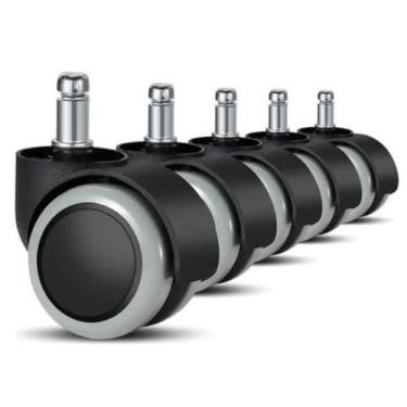 Imagem de Kit 5 Rodinha Silicone 75mm Cadeira De Escritório Anti-risco - LuvinCo