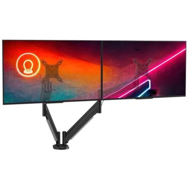 Imagem de Suporte De Mesa Para Monitor Até 24 Articulado Duplo Com Regulagem Contínua De Altura Octoo Clipway-m2 Preto