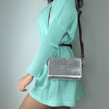 Imagem de Bolsa recuo em couro legítimo b.1064, Cobra prata