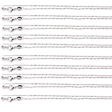 Imagem de Malahill Correntes de excelente qualidade para fabricação de colar de joias, corrente de arroz de 1,2 mm x 45 cm com fecho onipotente, ouro branco