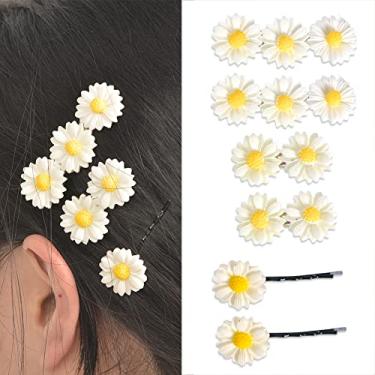 Imagem de Grampos de cabelo e presilhas florais margaridas - 6 peças de clipes de bico de pato para mulheres e meninas, acessórios de cabelo de flores para cabelos longos e curtos