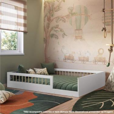 Imagem de Cama Infantil de Chão Montessoriana Casal Afetto Completa Móveis, Bran