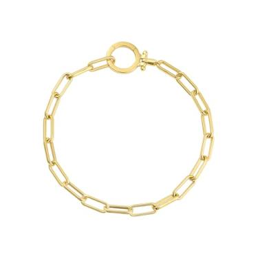 Imagem de gorjana Pulseira feminina Parker Link, corrente de clipe de papel com fecho de assinatura, banhado a ouro 18K e prata, One Size, Metal, não aplicável
