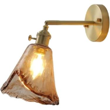 Imagem de Luminária de parede de vidro e latão vintage americana, luminária de parede compatível com lâmpada E26/E27, design de cobre e vidro, fácil de limpar, ideal para sala de estar, varanda,