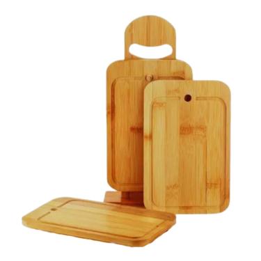 Imagem de Kit Tábuas Bambu com Suporte 4 Peças.