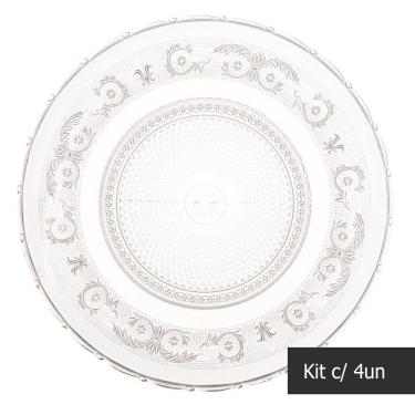 Imagem de Jogo 4 Pratos Rasos De Jantar De Vidro Angel 25,5cm Lyor
