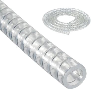 Imagem de Tubo flexível de fio de aço resistente com fixadores tubo de mangueira de drenagem de PVC de alta pressão tubo de lago fio transparente reforçado para bomba de porão de lagoa sucção a vácuo (0,5