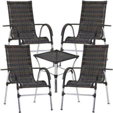 Imagem de 4 Cadeiras Vênus e Mesa Garden Área Externa Trama