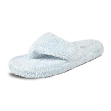 Imagem de Acorn Pantufas femininas de spa com conforto de contorno de nuvem – suporte de arco e forro felpudo felpudo, perfeito para praia, acampamento, piscina ou banheiro, Pó azul, 11-12