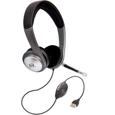 Imagem de Fone de ouvido USB com fio para PC/laptop, fones de ouvido estéreo com microfone, USB-A, controles em linha para reuniões de vídeo, música, jogos e muito mais - preto