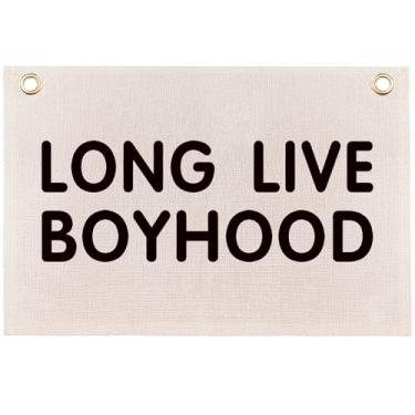Imagem de TTXXLL Faixa Long Live Boyhood 50,8 cm x 76,2 cm, decoração de quarto de menino, decoração de quarto de menino, decoração de quarto de criança, decoração de sala de estar, decoração de quarto de