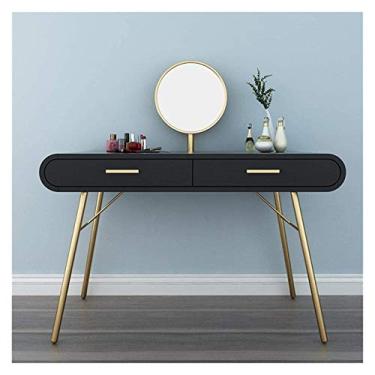 Imagem de Mesa de Maquiagem Escrita com Espelho, Mesa de Vestir, Computador Laptop Mesa com 2 Gavetas Grandes Estúdio Fotográfico Loja de Casamento (Cor: Branco) (Preto)