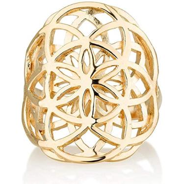 Imagem de Anel Dabble Big Seed of Life banhado a ouro 14K Geometria Flor da Vida Yoga Simbólico Joia