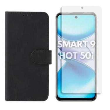 Imagem de Capa Carteira + Pelicula Hidrogel Infinix Smart 9 / Hot 50i - DB, Pret