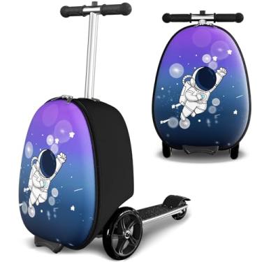 Imagem de Mala de scooter 2 em 1, bagagem de scooter para crianças de 5 a 12 anos, dobrável e leve com rodas de iluminação LED, Azul, Bagagem com rodas