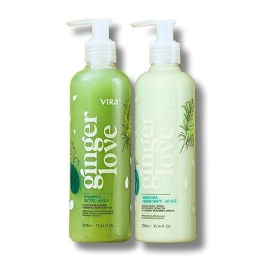Imagem de Kit Shampoo e Máscara Ginger Love Kit Shampoo Detox e Máscara Hidratante, 300ml, Controle de Oleosidade, com Ativos Naturais - Virá Cosméticos