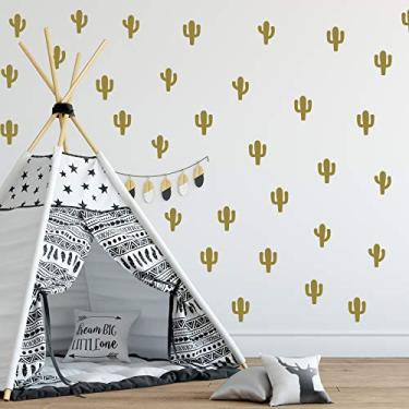 Imagem de Adesivo de Parede Infantil Cactos Dourados 60un