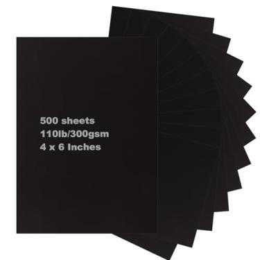 Imagem de 500 folhas de cartolina preta 10 x 15 cm, papel para scrapbook, 49,9 kg/300 g/m², papel grosso para cartões de papel-mesmo, artesanato, desenho, convites, menus, casamento