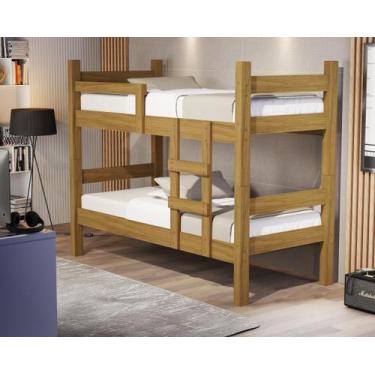 Imagem de Cama Beliche Madeira Solteiro Leticia Resistente com Grade de Proteção