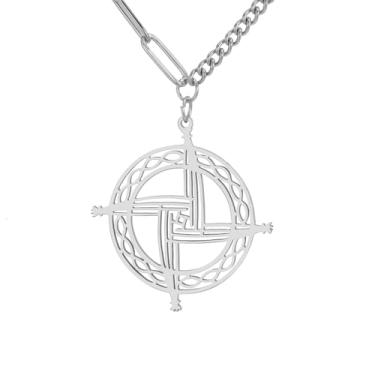Imagem de VASSAGO Colar com cruz de Santa Brígida, colar com pingente de cruz celta irlandesa, pingente de proteção cristã, amuleto religioso, joia presente para mulheres e homens, Adjustable, Aço inoxidável,